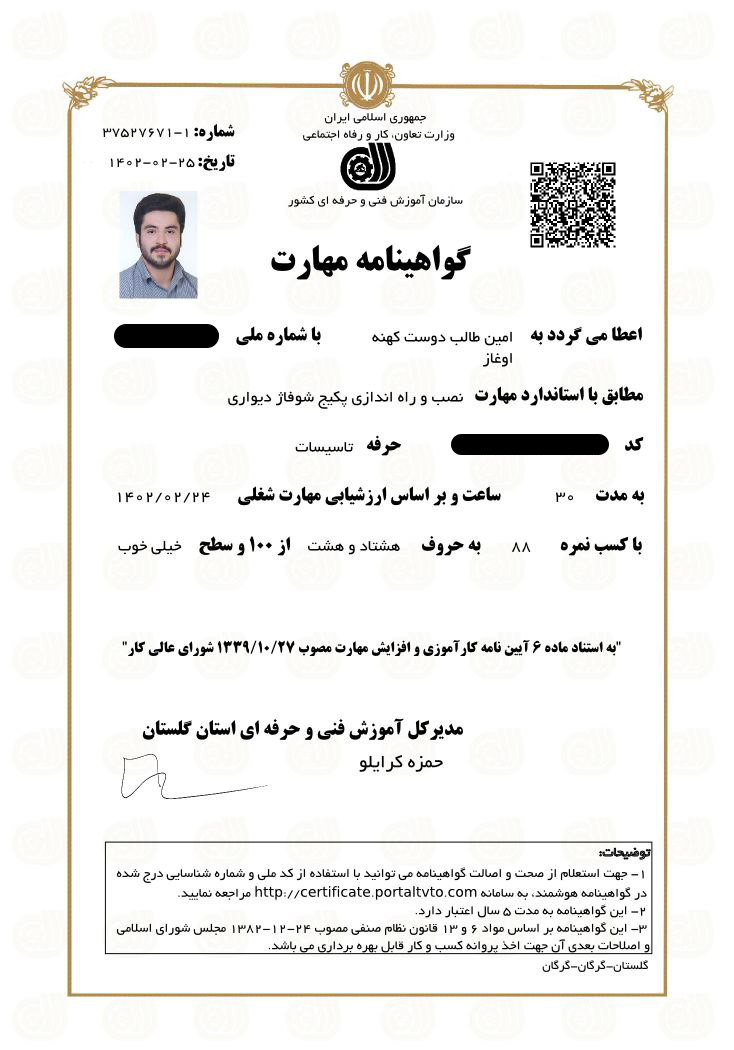گواهینامه فنی حرفه ای - 2
